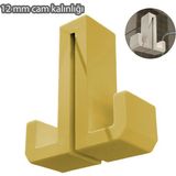 3 Boyutlu Hepsi Sarı Duşakabin Askısı - Sarı Havlu Askılık - Çift Taraflı Havluluk - 12 mm Cam Kalınlığına Uygun - 6 cm x 6 cm x 2 cm