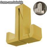 3 Boyutlu Hepsi Sarı Duşakabin Askısı - Sarı Havlu Askılık - Çift Taraflı Havluluk - 6 mm Cam Kalınlığına Uygun - 6 cm x 6 cm x 2 cm