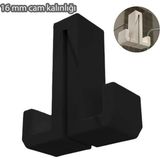 3 Boyutlu Hepsi Siyah Duşakabin Askısı - Siyah Havlu Askılık - Çift Taraflı Havluluk - 16 mm Cam Kalınlığına Uygun - 6 cm x 6 cm x 2 cm- 16 mm Cam Kalınlığına Uygun