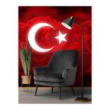 3 Boyutlu Kayalık Türk Bayrağı Desenli Ofisler Yazıhaneler Için Tekstil Duvar Kağıdı, 280 x 280