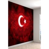 3 Boyutlu Kayalık Türk Bayrağı Desenli Ofisler Yazıhaneler Için Tekstil Duvar Kağıdı, 320 x 280