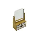 3 ÇEKMECELİ BAMBU AHŞAP STANDLI=9X9.5X18X21.5CM MAKYAJ AYNASI=15X18CM TAKILIK 2+1 ORGANİZER () GLBL-