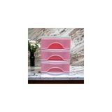 3 Çekmeceli Masa Üstü Çekmece Sert Plastik / Organizer Fosforlu Seri -Pembe Renk