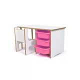 3 Çekmeceli Oyun, Aktivite, Etkinlik Masası, Beyaz-Pembe, 18mm MDF