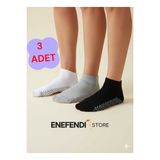 3 Çift Kaydırmaz Unisex Yoga, Pilates, Tavaf Çorabı | Spor Patik Çorap Beyaz|Gri |Siyah |36-40
