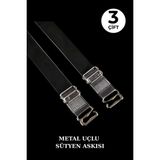 3 Çift Metal Uçlu Şeffaf Sütyen Askısı Ayarlanabilir Kaymaz - Standart