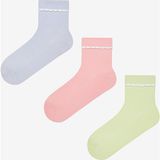 3 Çift Pamuklu Fırfırlı Soket Çorap - Pembe - Standart