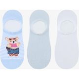 3 Çift Pamuklu Teddy Bear Ayı Sneaker Çorap - Standart - Renkli