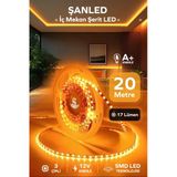 3 Çipli Iç Mekan Amber Rengi Şerit Led 20 Metre