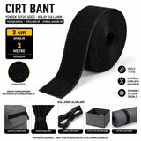 3 cm-3 metre Siyah Cırt Bant – Hook & Loop Cırt Cırt Bant – Güçlü Tutuculuk – Tekstil, Çanta, Kablo ve Ev Kullanımı (arkası yapışkanlı değildir.)