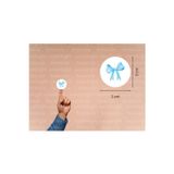 3 Cm (95 Adet) - Mavi Fiyonk Baskılı Etiket Kurdele Fiyonk Yuvarlak Mat Çıkartma Round Sticker