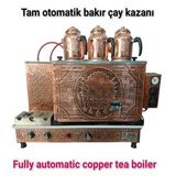 3 Demlikli Bakır Çay Kazanı Elektrik +Tüplü Tam Otomatik Çay Ocağı Osmanlı Tuğra Model Çay Semaveri