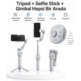 3 Eksen Telefon Gimbal Stabilizer Yapay Zeka Takipli Katlanabilir Dahili Dolgu Işıklı Video Sabitley