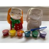 3 Elma Tasarım Atölyesi/2 Adet Atkılı Kız Sukulent Saksı-Aktivite-Çocuk Gelişim-Sanat-Hediye-Okul Öncesi-Hobi-Aile Etkinlik-Workshop-Karne Hediyesi-Bayram Hediyesi - Beyaz