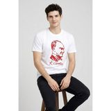 3 Erkek Atatürk Baskılı Tişört Kısa Kollu Bisiklet Yaka T-Shirt - Beyaz - XL