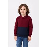 3 Erkek Çocuk Kapüşonlu Kanguru Cepli Parçalı Sweatshirt - Renkli - 10 - 11 Yaş