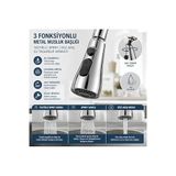 3 Fonksiyonlu Metal Musluk Başlığı – 360° Döner Tazyikli Spreyli Su Tasarruf Aparatı | Mutfak ve Banyo Musluk Ucu, Basınç Artırıcı Aeratör