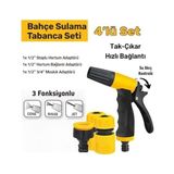 3 Fonksiyonlu Sulama Tabancası 4 Parça Set, Bahçe Sulama, Araç Yıkama, Dış Mekan Temizliği, Çok Amaçlı Yüksek Malzeme Kalitesi, Tak-Çıkar Hızlı Bağlantı Ayarlı Hortum Tabancası - 0 - 3 Ay - --