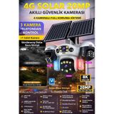 3 Hareketli 20mp 4 Kamera 4g Solar Güneş Enerjili Güvenlik Kamerası - Anlık Bildirim - Cepten İzle