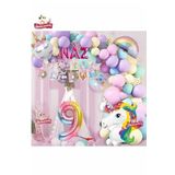 3 Harfli 9 Yaş Unicorn Temalı Iyi Ki Doğdun Makaron Balon Doğum Günü Parti Kutlama Seti Süsü