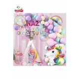 3 Harfli Yaş Unicorn Temalı Iyi Ki Doğdun Makaron Balon Doğum Günü Parti Kutlama Seti Süsü, 467848484648486