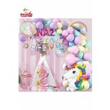 3 Harfli Yaş Unicorn Temalı Iyi Ki Doğdun Makaron Balon Doğum Günü Parti Kutlama Seti Süsü, 644586468486