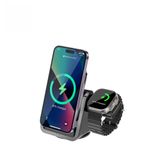 3-in-1 Kablosuz Şarj Standı, Telefon Saat, Ayarlanabilir Açılı, LED Işıklı, iPhone ile Uyumlu-Watch ile Uyumlu