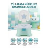 3 İn 1 Müzikli Basamaklı Lazımlık Pilli Ve Kaydırmaz Tabanlı Eğitici Hijyenik Tuvalet Eğitimi Seti