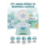 3 İn 1 Müzikli Basamaklı Lazımlık Pilli Ve Kaydırmaz Tabanlı Eğitici Hijyenik Tuvalet Eğitimi Seti