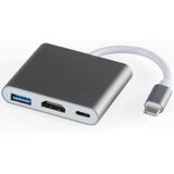 3-in-1 Type-c Çoklayıcı Adaptör Usb-c To Hdmı + Usb 3.0 + Pd Şarj Laptop, Apple Uyumlu MacBook , Tablet Ve Telefon Dönüştürücü Hub