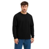 3 İplik İçi Polarlı Tam Kışlık Hafif Dar Kalıp Bisiklet Yaka Erkek Sweatshirt, Siyah, 3XL