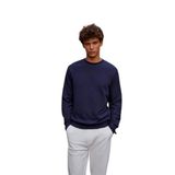 3 Iplik Pamuklu Erkek Sweatshirt Relax Fit Basic Bisiklet Yaka Yumuşak Tuşe (Lacivert, XL)