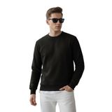 3 Iplik Pamuklu Erkek Sweatshirt Relax Fit Basic Bisiklet Yaka Yumuşak Tuşe (Siyah, 2XL)