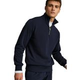 3 Iplik Pamuklu Erkek Sweatshirt Relax Fit Fermuarlı Dik Yarım Yaka Yumuşak Tuşe (Lacivert, S)
