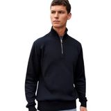 3 Iplik Pamuklu Erkek Sweatshirt Relax Fit Fermuarlı Dik Yarım Yaka Yumuşak Tuşe (Siyah, S)
