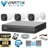 3 Kameralı 2mp Bullet 3.6mm 30M Gece Görüşlü Full Hd Güvenlik Kamera Seti - 320 GB HDD