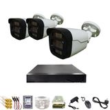 3 KAMERALI 4 WARM LEDLİ GECE RENKLİ GÖSTEREN 1080P PVC KASA GÜVENLİK KAMERA SETİ