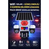 3 Kameralı Güneş Enerjili Wi-Fi Güvenlik Kamerası 15MP, 20M Hareket Algılama, Gece Görüş - 128GB