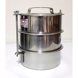 3 Kaplı Çelik Sefer Tası 5-6 Kişilik Vidalı Sefertası 18X7CM Yemek Taşıma Kabı Tabldotcu Karavanası