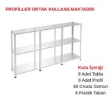 3 Katlı 3'Lü Galvaniz Çelik Raf - Depo, Arşiv, Kiler, Dosya, Market Rafı 43X75 Cm 50 Cm 0.70 Mm