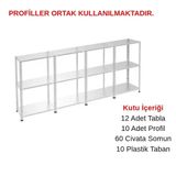 3 Katlı 4'Lü Galvaniz Çelik Raf - Depo, Arşiv, Kiler, Dosya, Market Rafı 31X60 Cm 50 Cm 1.00 Mm