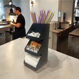 3 Katlı 5 Bölmeli Metal Pipet, Peçetelik, Şekerlik Siyah Organizer Stand Model - 3