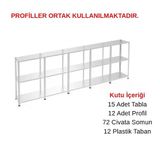 3 Katlı 5'Li Galvaniz Çelik Raf - Depo, Arşiv, Kiler, Dosya, Market Rafı 43X93 Cm 100 Cm 1.50 Mm