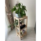 3 Katlı 90*35*30 Doğal Ahşap Dekoratif Çiçeklik-Ofis-Salon-Oturma Odası