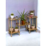 3 Katlı Ahşap Çiçeklik Rafı, Dekoratif Saksı Standı, Çiçeklik, Çiçek Sehpası, Çiçek Rafı, 92x52x29 cm, Çok Amaçlı Bitki Organizatörü, Asude Home, No3