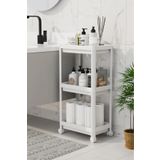 3 Katlı Banyo Raf Ünitesi (Peggy) Beyaz Banyo Düzenleyici Şampuanlık Havluluk Dolap(Beyaz)