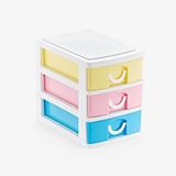 3 Katlı Çekmeceli Organizer, Pastel Renkli Mini Masaüstü Düzenleyici, Makyaj Masası Takı ve Kozmetik Saklama Kutusu, Plastik Çekmece Organizer