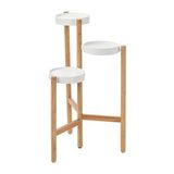 3 Katlı Çiçeklik Bambu-Beyaz Renk 78 cm MeridyenDukkan İç Mekan- Balkon Dekorasyonu