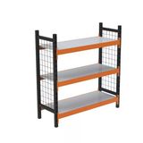 3 Katlı Dekoratif Midi Rack - Ekonomik Depo,Arşiv, Kiler Rafı Siyah-Turuncu 46X120 Cm 100 Cm