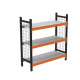 3 Katlı Dekoratif Midi Rack - Ekonomik Depo,Arşiv, Kiler Rafı Siyah-Turuncu 46X180 Cm 100 Cm
